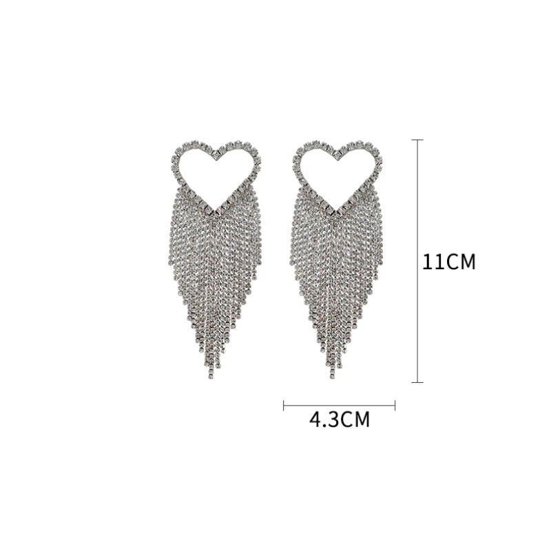 

Accessories For Women Korean Heart Drop Tassel Earrings Earrings Pendientes Grandes Mujer Kolczyki Jewelry Piercing Earing