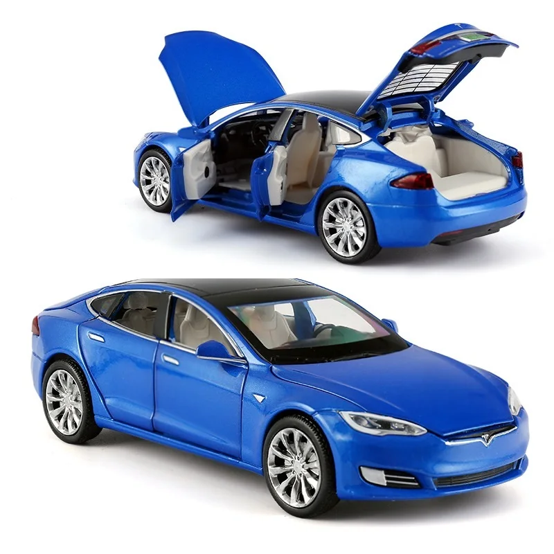 

Брелок для автомобильных ключей, модель 1/32 Tesla Модель S Коллекция с открывающимися дверцами литой корпус W. Звук и свет длина 16 см #66063