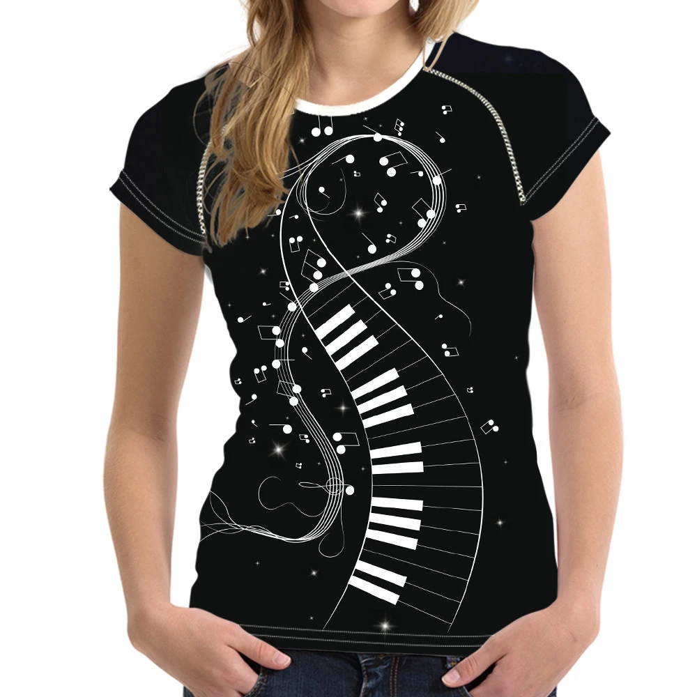 Женская Черная летняя футболка 3D с коротким рукавом и изображением
