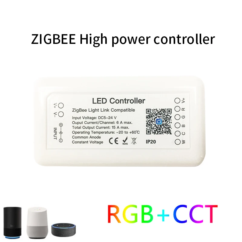

Умный светодиодный контроллер Tuya RGB + CCT, 6-контактный светильник, портативный светильник Zigbee, 3,0, работает с Alexa Google Assistant