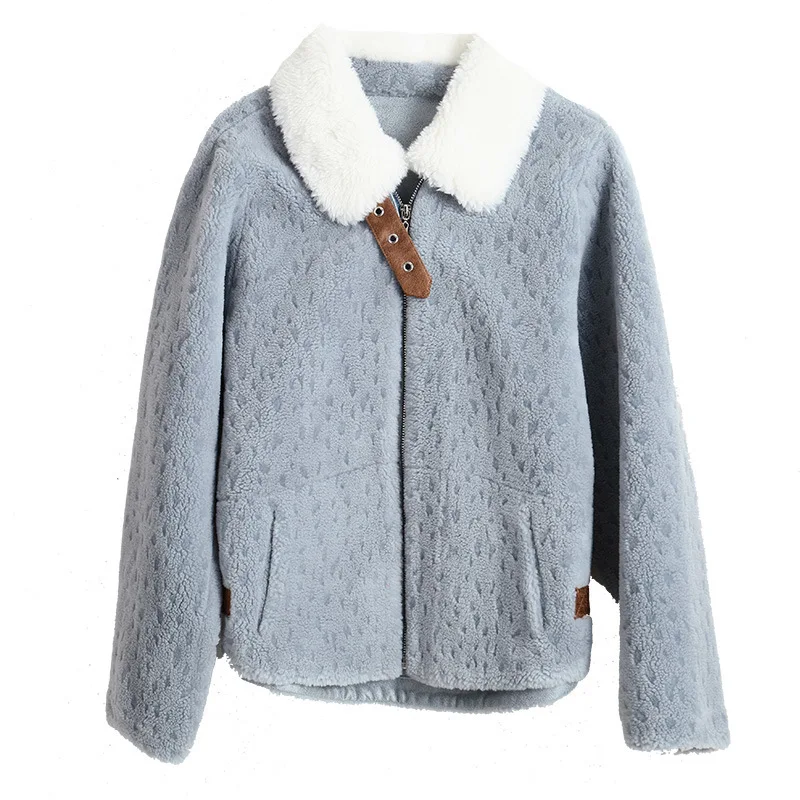 

Shearling Coat Ladies Short Warm Loose 2020 Autumn Winter New Mink Collar Fur all-in-one Womens Fur Coat M284