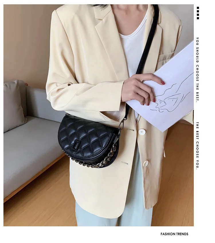 

Beibao small bag women's summer 2020 new fashion half round saddle bag Single Shoulder Messenger Bag popular versatile chain bag