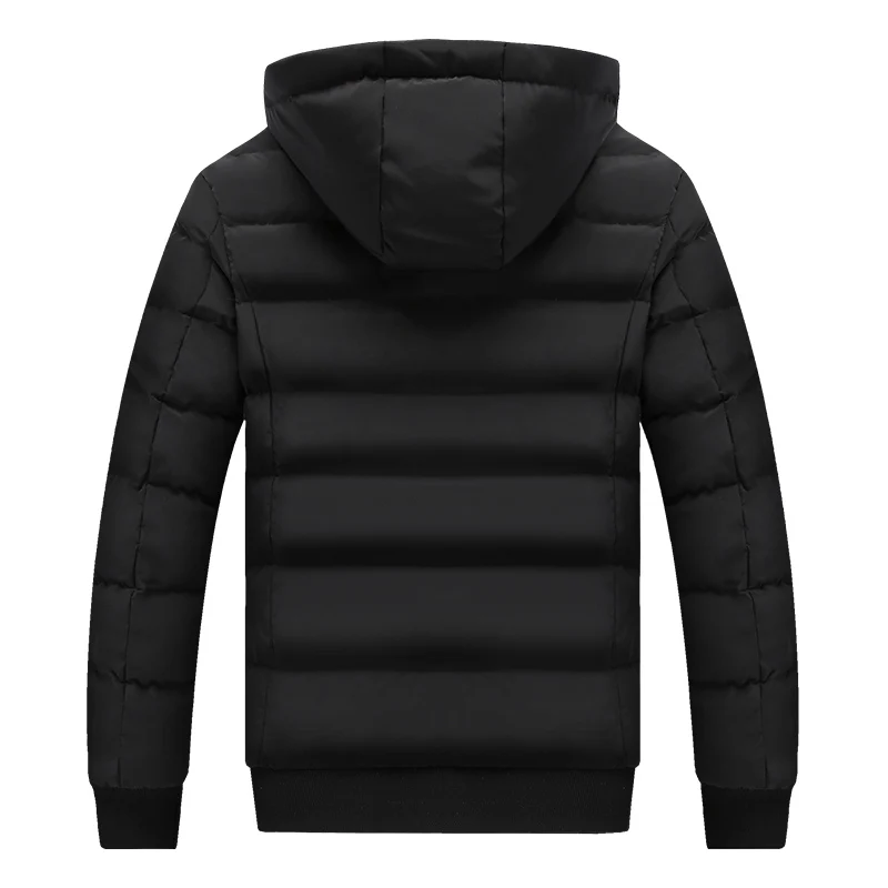 Winter Warm Men Solid Color Casual Parkas New Brand Men's Hood Collar Warm Thick Jacket Male Fashion Thermal Winter Parka Hat