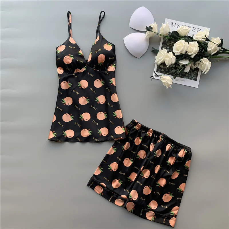 Пижама женская летняя шелковая с буквенным принтом | Женская одежда