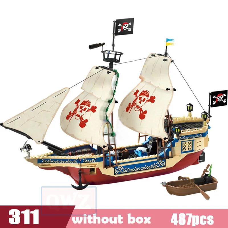 Пиратский Карибский корабль атаковал королевский порт фигурки Кирпичи