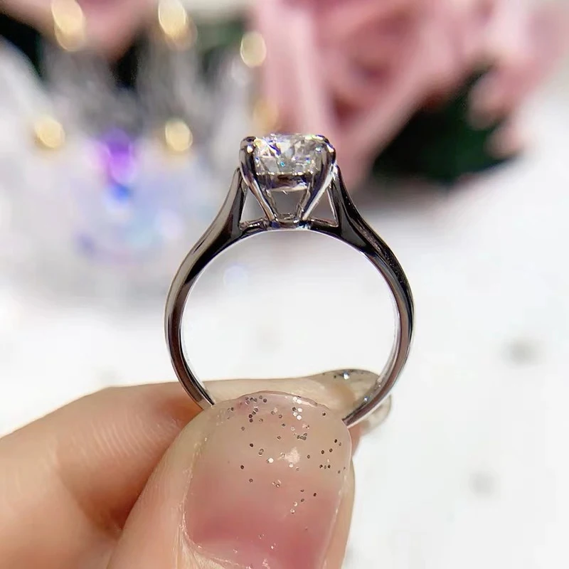 14 к кольцо из белого золота 6 5 мм 8 9 лабораторное муассанитное обручальное для