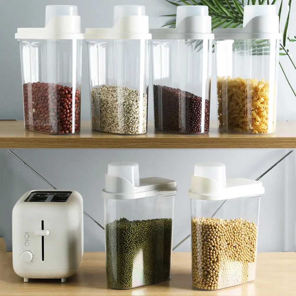 

Storage Box Rice Container Airtight Free Capacity Cereal Storage Container With Measuring Cup For Kitchen Storage Organization
