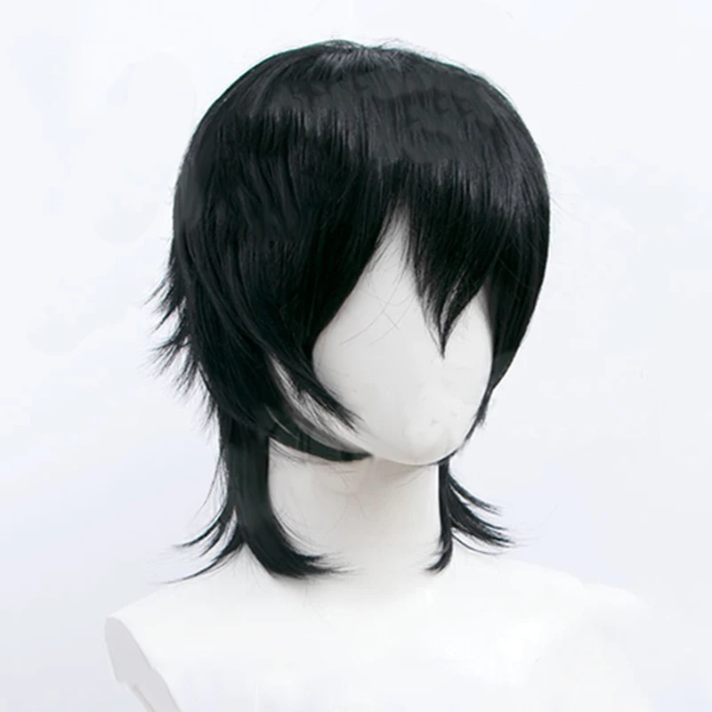 DIANQI Synthetic Mullet Head Style Wig Natural Black Brown Blue Red Short Hair Mens Cosplay Wigs Mullet Head Wigs for Boys Girls