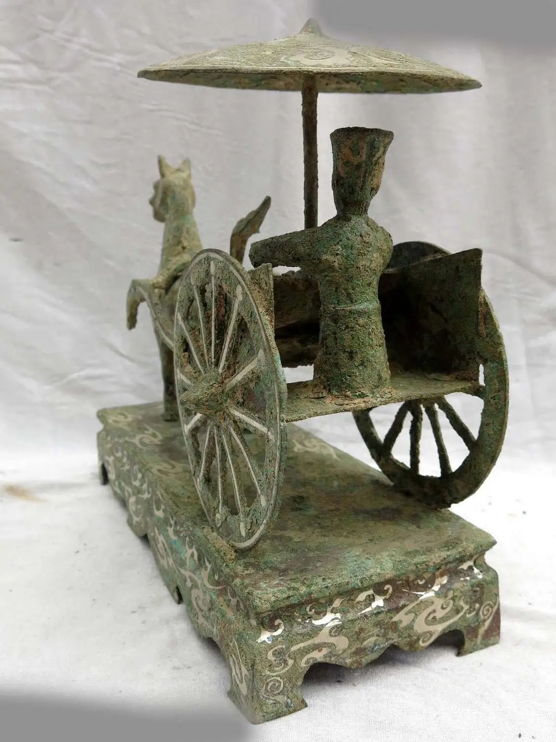 10 &quotКитайский Старый Бронзовый Серебряный декоративный узор резная лошадь