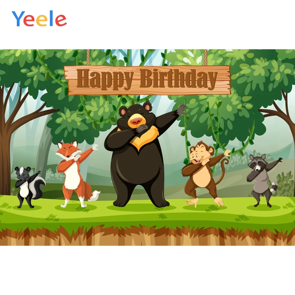 

Yeele Birthday Photocall Wild Animals Forest Party Photography Backdrops Personalized Photographic Backgrounds For Photo Studio