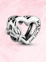 s925 sterling silver love you mum infinity heart charm fit for original panbrand 3mm snake chain bracelet diy jewelry