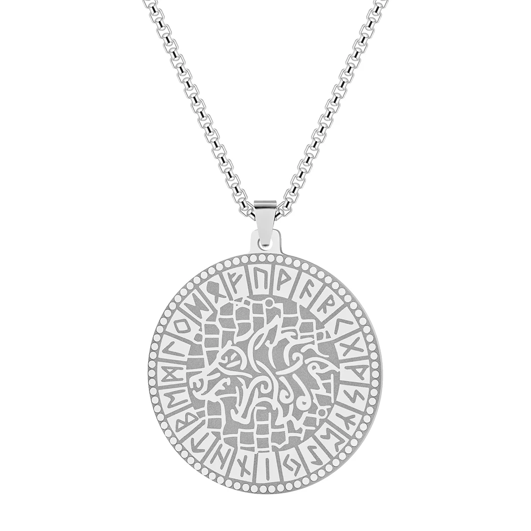 Круглые кулоны QIAMNI из нержавеющей стали с изображением волка Викинга унисекс