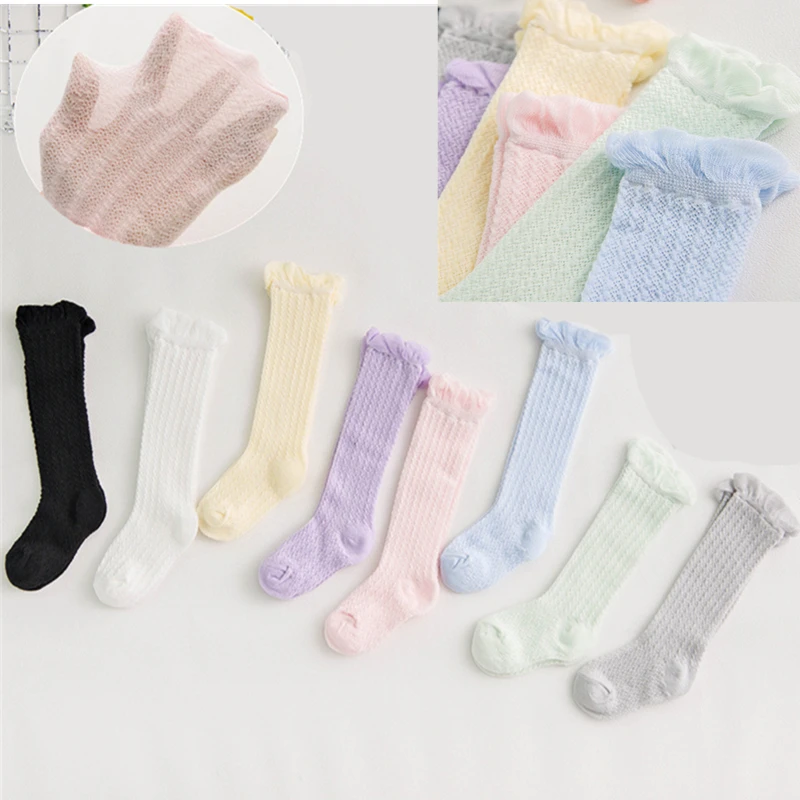 

New Fashion Kids Socks Child Cotton Knee Sock for Girls Solid Striped Baby Girl Knee High Socking Children's Leg Warmer/