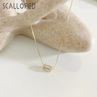 scalloped luxury bright crystal lantern pendant necklace 2021 new gold plated box chain korean trendy choker statement jewelry