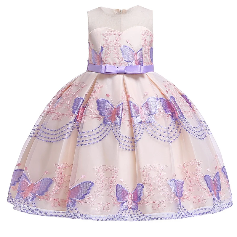 

Butterfly Embroidery Dress Girls Lace Dress For Wedding Party Dresses Floral Ceremony Formal Ball Gown Kids Dresses For Youth