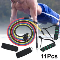 11pcs yoga fitness exercise resistance bands tubes workout elastic pull rope set