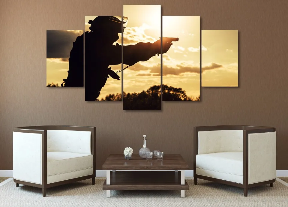 Canvas Wall Art Modular Pictures HD Printed For Living Room Posters 5 Pieces Special Forces Soldiers Paintings Home Decor Framed | Дом и сад