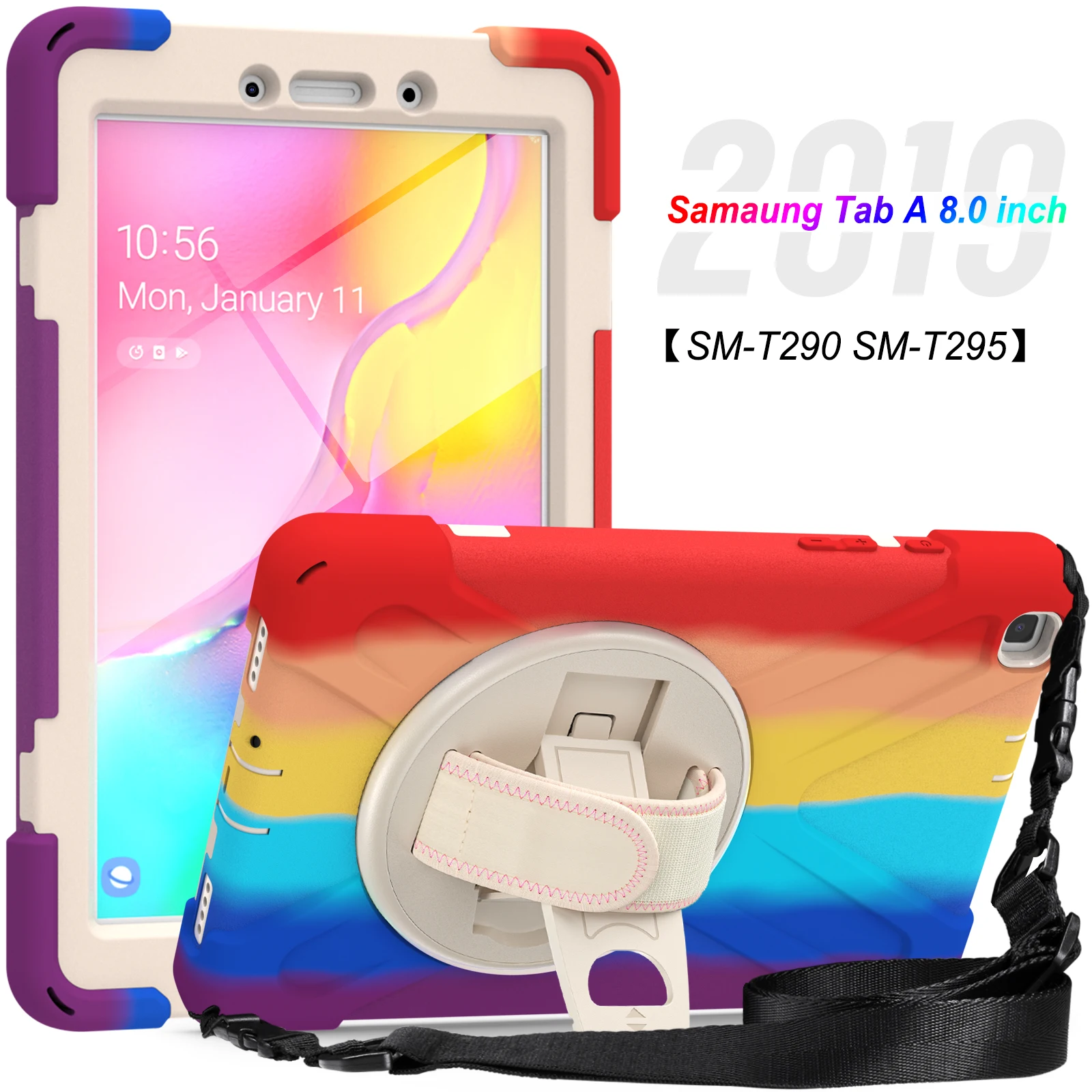 

Разноцветный чехол для планшета Samsung Galaxy Tab A8.0 "T290 T295 2019, противоударный защитный прочный чехол для планшета с защитой от детей