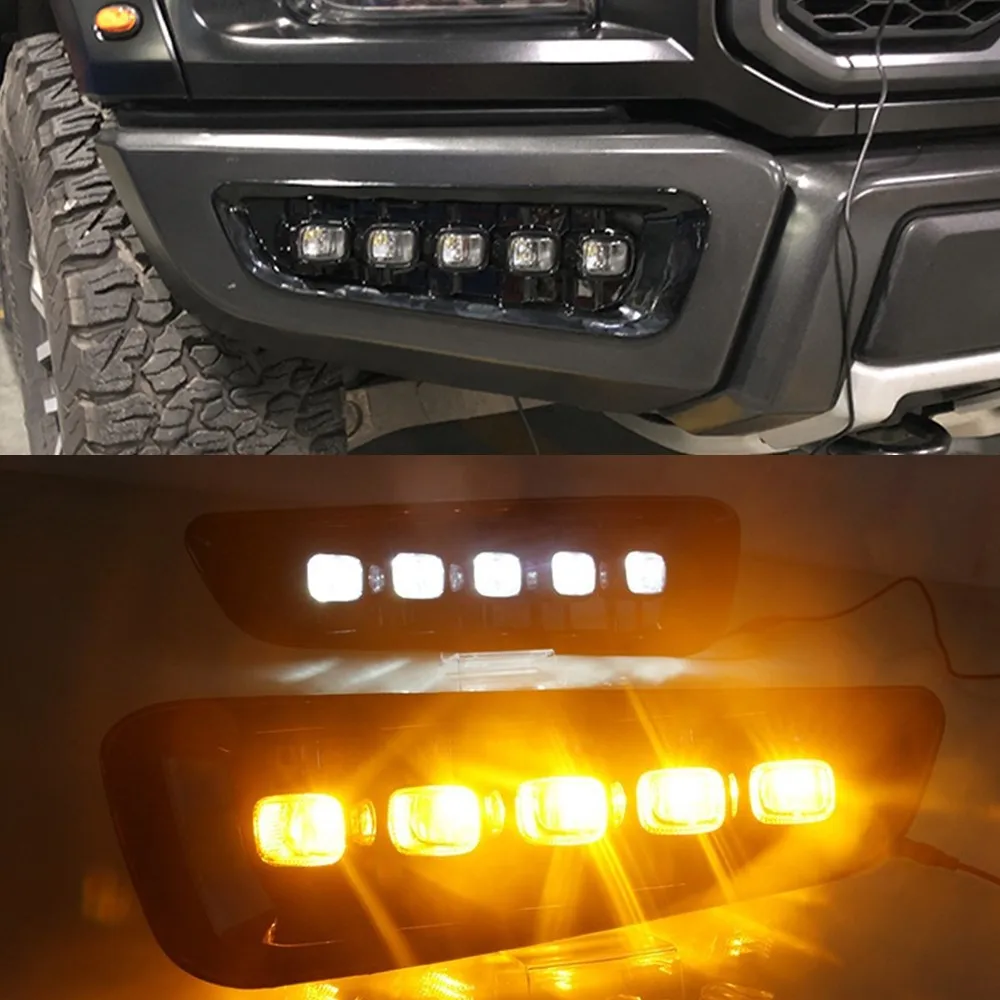 2 шт. DRL светодиодный Габаритные огни для Ford Raptor SVT F150 2016 2017 2018 2019 2020 с поворотник