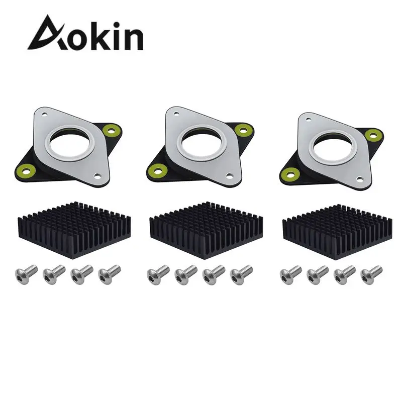 Aokin 3 шт. Nema17 42 Шаговый Двигатель Вибрационный амортизатор с радиатором для ЧПУ
