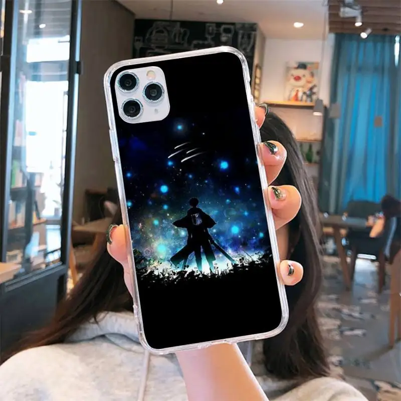 

Anime attack on Titan Phone Case Transparent for iPhone 6 7 8 11 12 s mini pro X XS XR MAX Plus cover funda shell