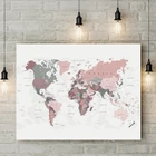 Карта мира, холст, постеры, румяна, розовая и охотничья зеленая карта, принты, современное настенное искусство, картина для гостиной, домашний декор