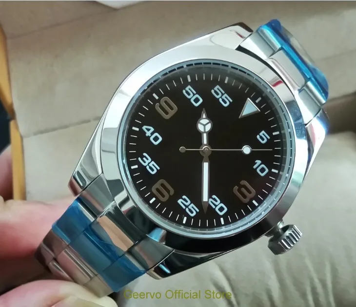 Сапфировое стекло 40 мм парниш черный циферблат Азиатский автоматический