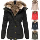 Зимнее теплое пальто, женская однотонная плюшевая утепленная куртка, зимний дождевик с капюшоном для походов и прогулок, ветрозащитное Женское зимнее пальто