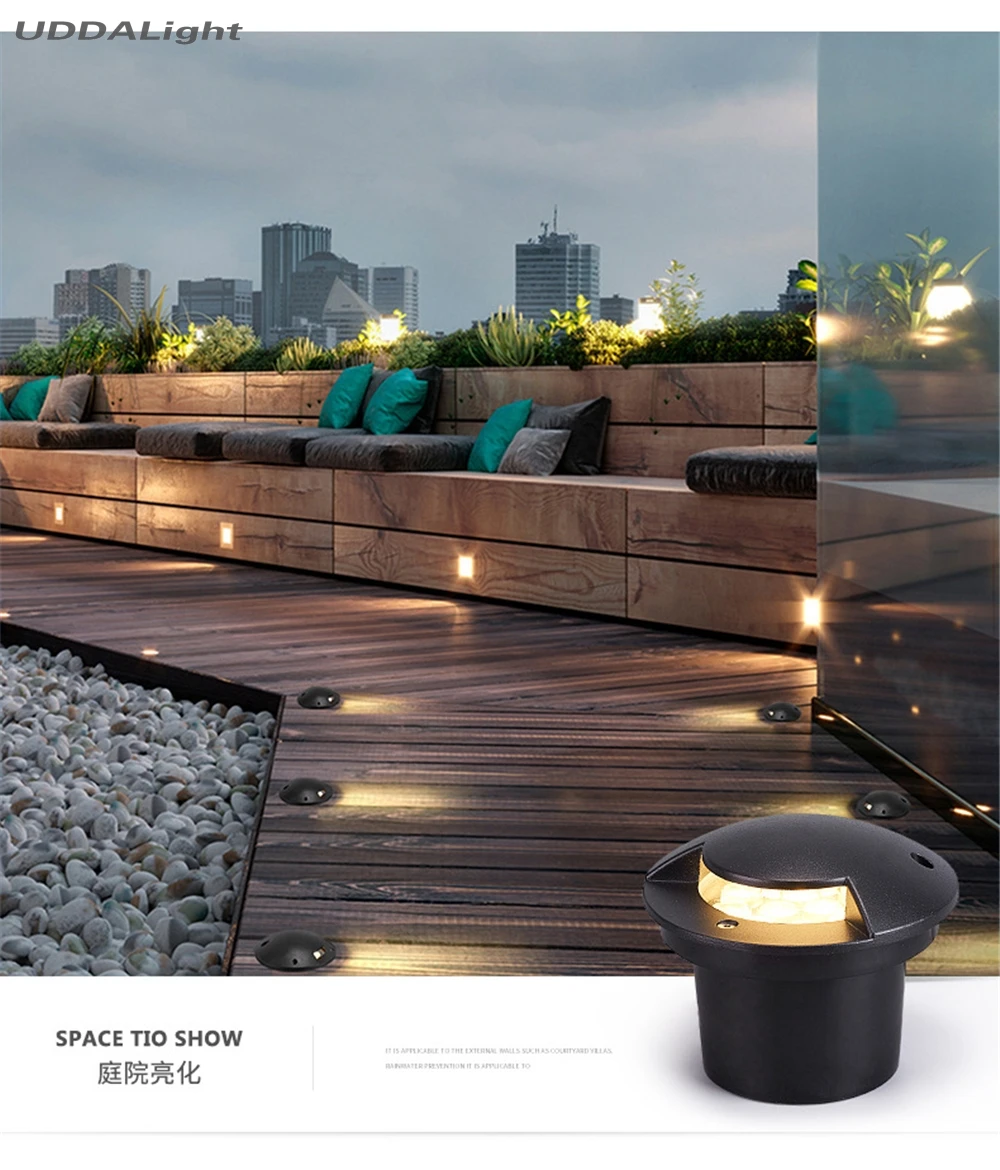 Лестничный светодиодный напольный 3 Вт подземный светильник 1 боковой ing Dia78 * H80mm