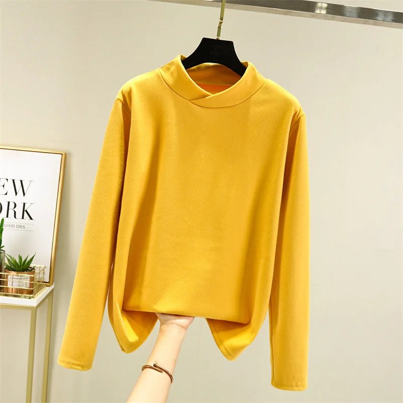 Футболка женская осенне-зимняя матовая Тепловая Облегающая рубашка с V-образным