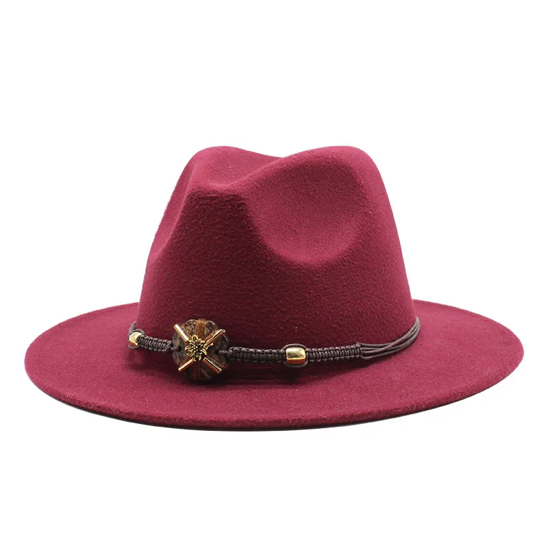 Seioum Women Men Wide Brim Wool Felt Jazz Fedora Hats Panama Style Cowboy Trilby Party formal Dress Hat Large Size Yellow white