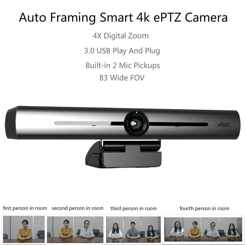 Смарт камера 4K Ultra HD EPTZ с автоматическим обрамлением 4 кратный цифровой зум 83 °
