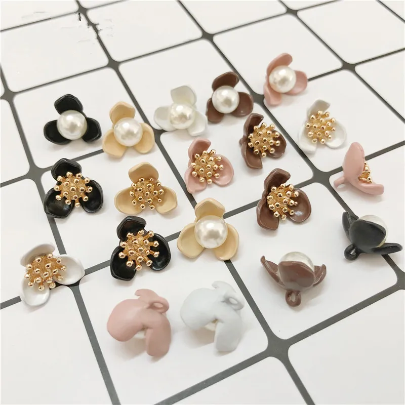 6 шт. 14 мм модные пуговицы в виде цветка из смолы 10 цветов жемчужные для свадебного