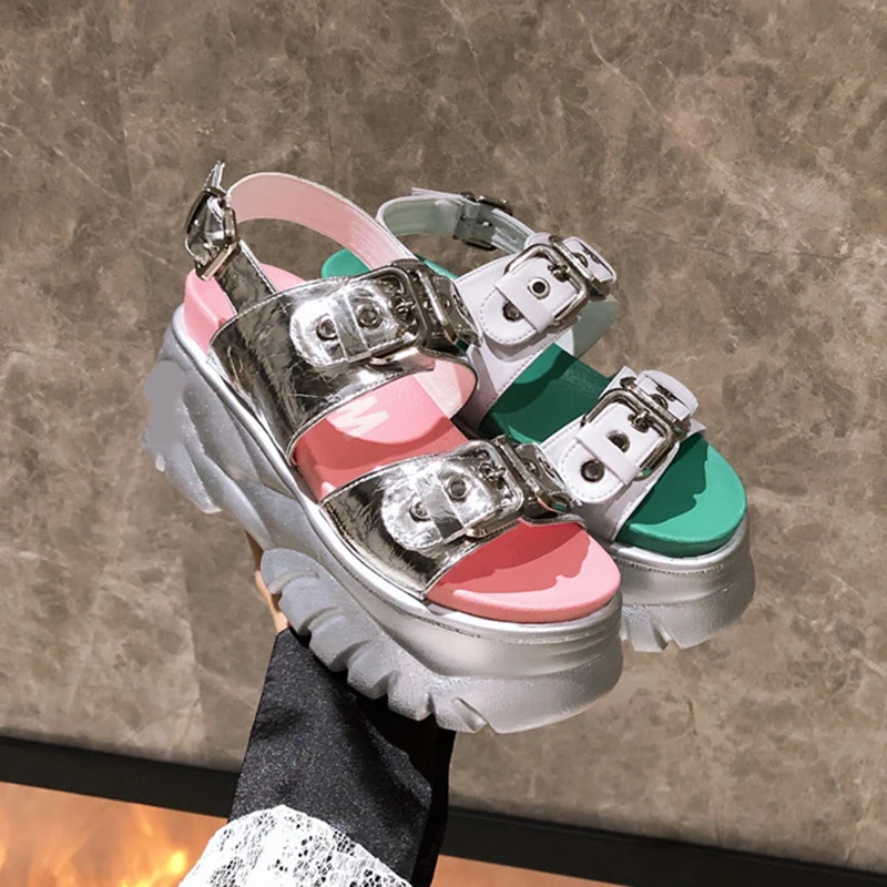 [DEAT] Новинка 2020 года Сезон весна-лето Женские кожаные сандалии на платформе с