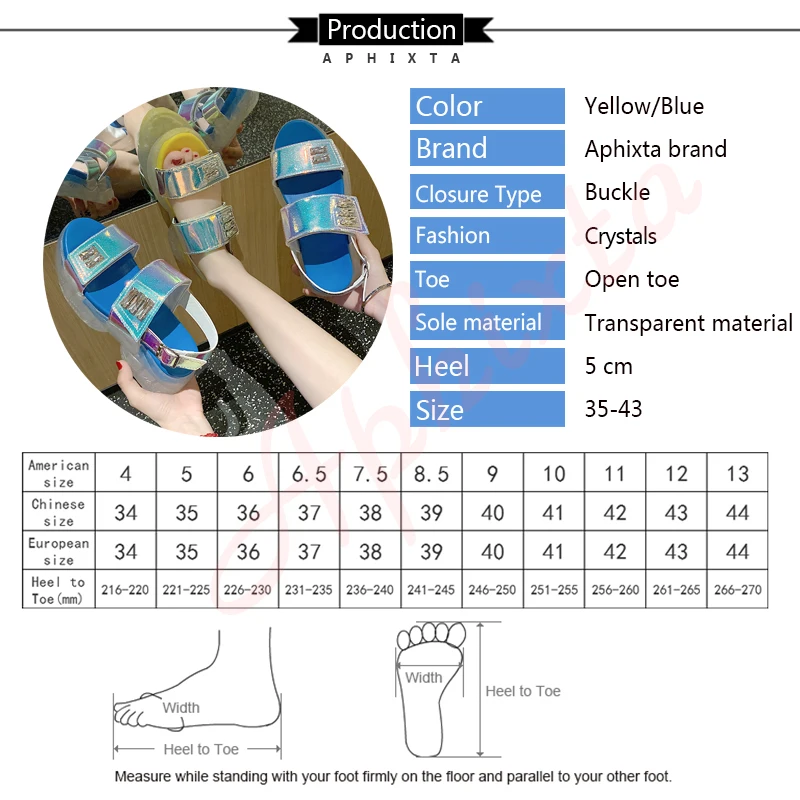

Bling Platform Wedges Sandals Women Transparent Sole Crystals Jelly Shoes 5cm Heel Women Buckle Summer Zapatos Mujer