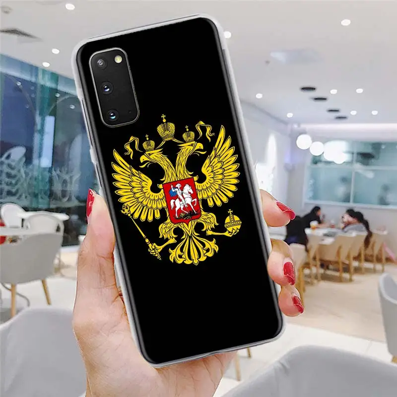 

Russia Flag national emblem Bear Phone Case 6.5" for Samsung Galaxy S20 FE S10 Plus S21 Ultra S10e S8 S9 Hard PC Cover Bumper