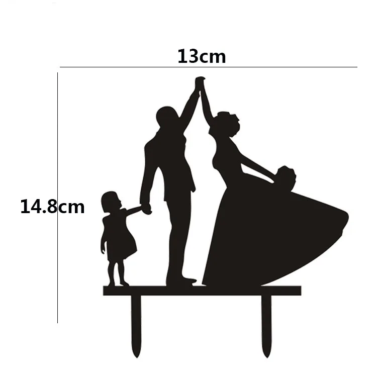 

Acrylic Cake Topper Love Family Bride Groom Cake Flag Toppers Black White For Wedding Decoration Anniversary Party Cake Decor