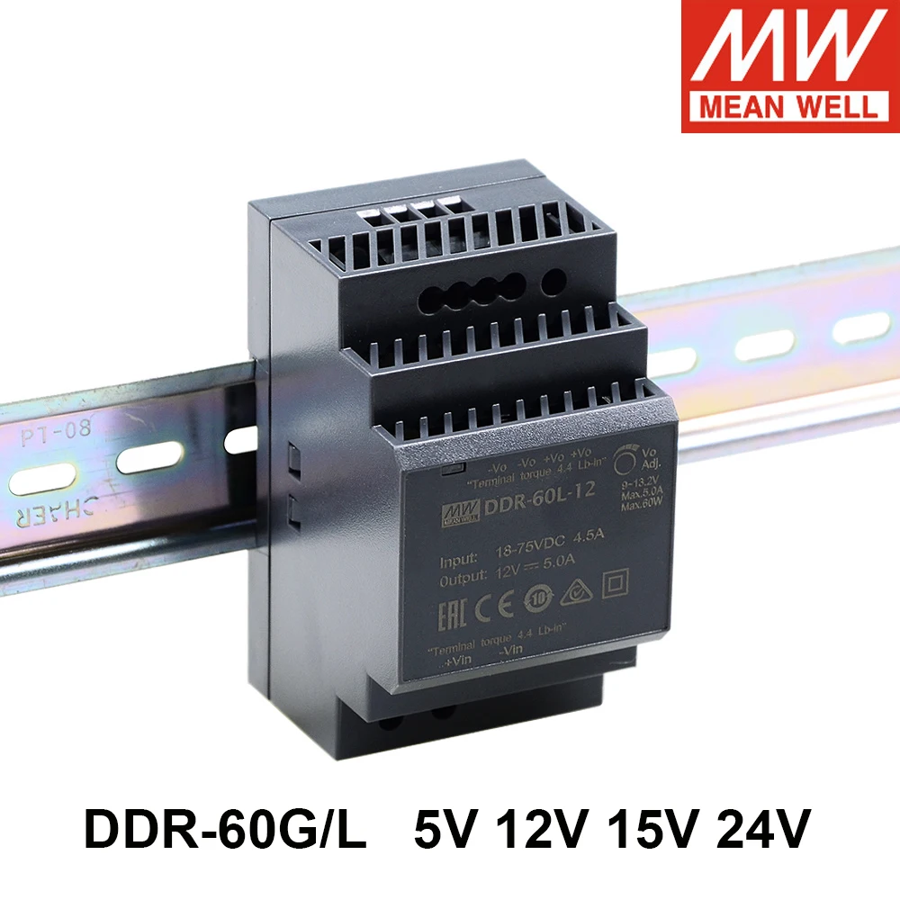 Mean Well DDR-60G/L 60W 9-36V 18-75V DC TO DC 5V 12V 15V 24V Din Rail Converter Meanwell Single Output Switching Power Supply
