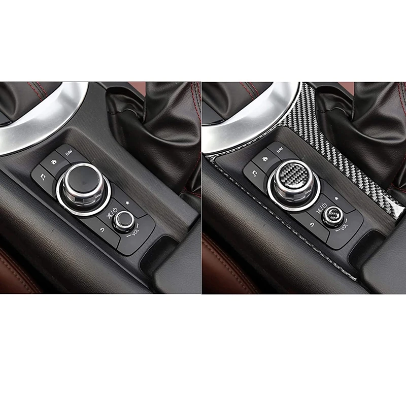 

for Mazda MX-5 Miata Roadster Center Console Multimedia Buttons Cover Sticker 2016+ MX5 ND Carbon Fiber Interior