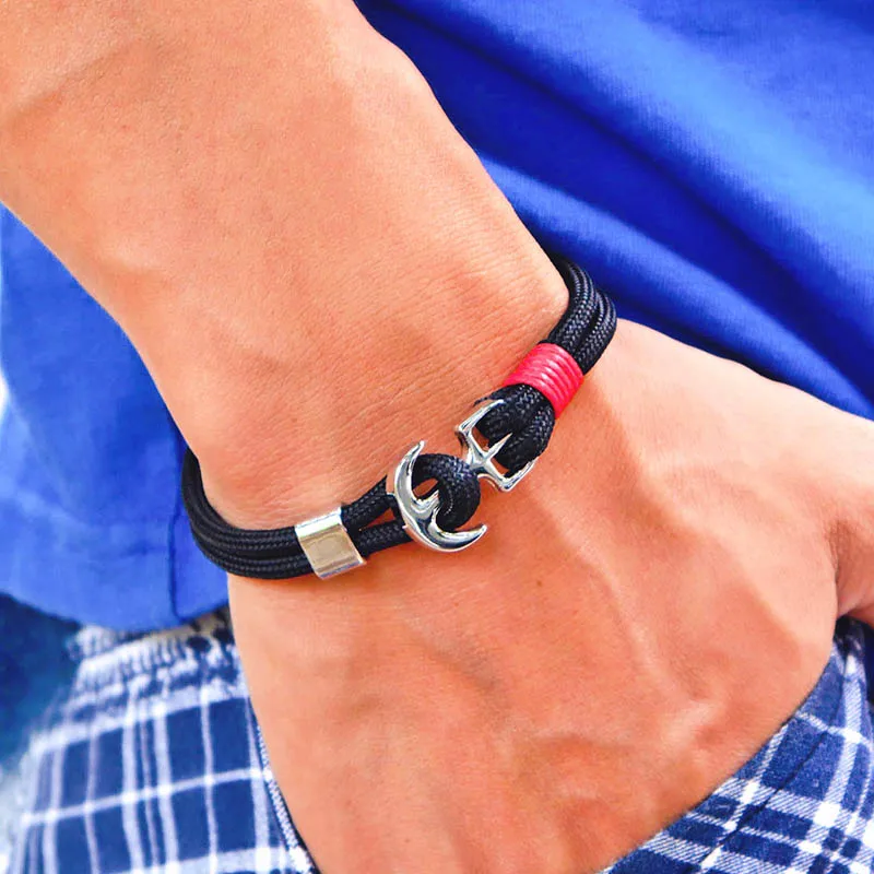 Мужской браслет из нержавеющей стали двухслойный плетеный с резьбой мужской