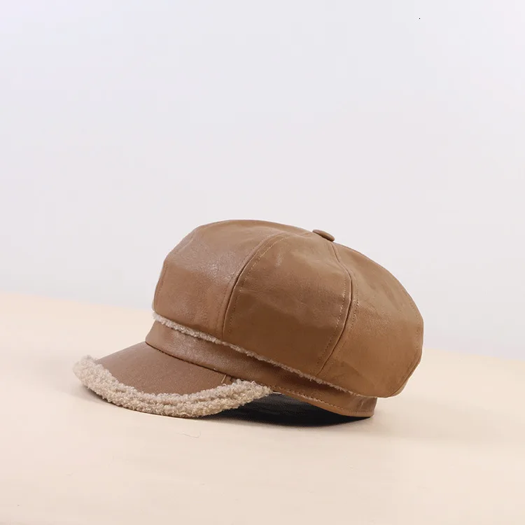 Женская шапка из овечьей шерсти зимняя плотная теплая восьмиугольная кепка