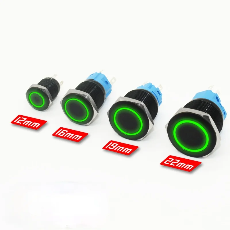 12/16/19/22mm Push Button Switch Oxidized Black Momentary Latching Fixed On Off Power LED Light 3V 6V 12V 24V 220V | Обустройство