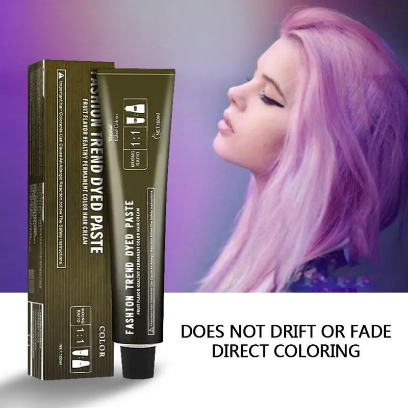 

100ml Dye Hair Cream Professional Permanent Hair Color Blue Black Green Flax Hair Cream Cream Beauty Styling W6V5