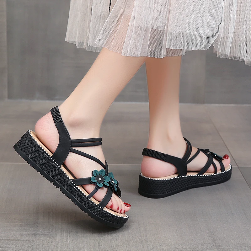 

All-Match Flat Sandal Shoe Clogs With Heel 2021 Women's Med Suit Female Beige Without Thick New Fashion Summer Elastic Band Cle
