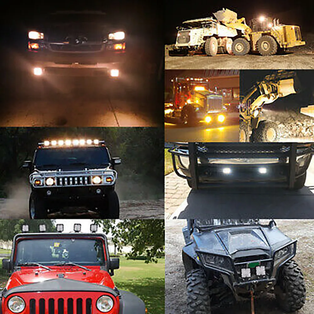 

48W Work Truck LED 4inch WhiteYellow 4x4 9-32V DC ATVs Bar 12V 24V 2pcs
