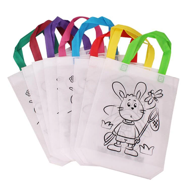 

5 комплектов DIY сумка граффити с маркерами ручная роспись нетканый мешок для детей декоративно-прикладное искусство цветное наполнение игр...