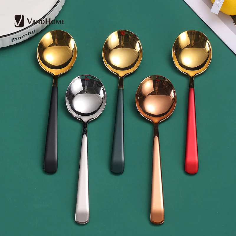 VandHome красочная столовая ложка 304 из нержавеющей стали для супа с длинной ручкой
