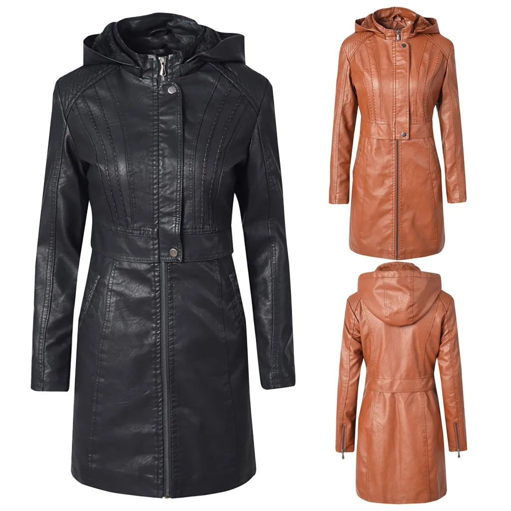 Женская Повседневная куртка с капюшоном облегающая бомбер на молнии длинными