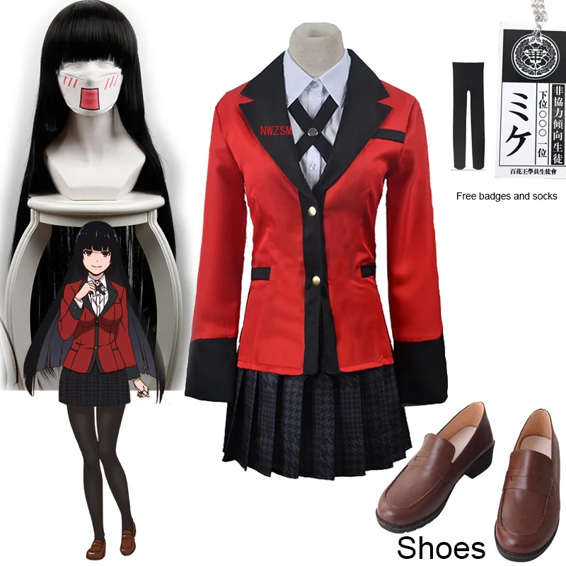 

Jabami Yumeko Косплэй обувь Kakegurui компульсивное Картежник Yumeko Jabami Косплэй костюм и парики Хэллоуин женские вечерние костюмы