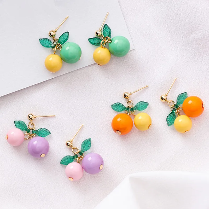 Корейские акриловые милый оранжевый серьги с фруктами Висячие капли Новинка еда